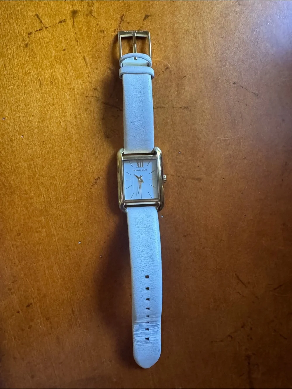 Michael Kors Women's Gold Case White Leather Watch